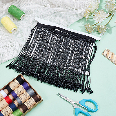 1 Yard Polyester Lace Trims with Glass Beaded Tassel OCOR-BC0007-85-1
