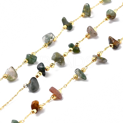 Natural Indian Agate Chips Beaded Chains CHC-SZ0001-62A-1