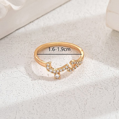 Shiny Brass LOVE Ring with Cubic Zirconia for Women Casual Holiday OT5986-3-1