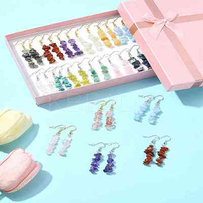 Natural & Synthetic Gemstone Dangle Earrings EJEW-FS00056-1