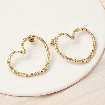 304 Stainless Steel Hollow Heart Stud Earrings EJEW-K268-55G-1