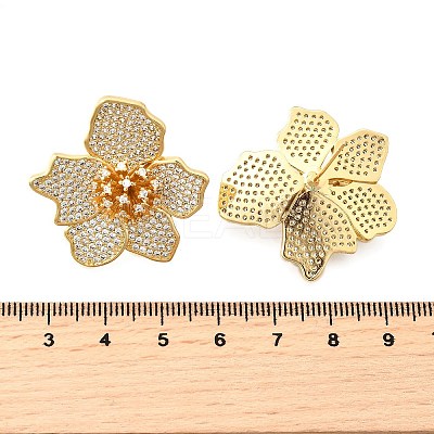 Brass Clear Cubic Zirconia Flower Stud Earrings EJEW-C147-02G-1