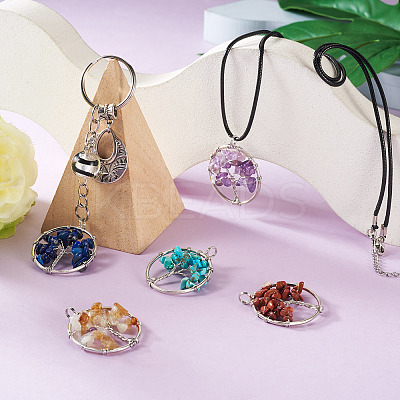 10Pcs 10 Styles Natural & Synthetic Gemstone Pendants G-YS0001-23-1