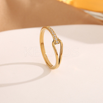 304 Stainless Steel Micro Pave Clear Cubic Zirconia Finger Rings FS-WG74BF6-02-1