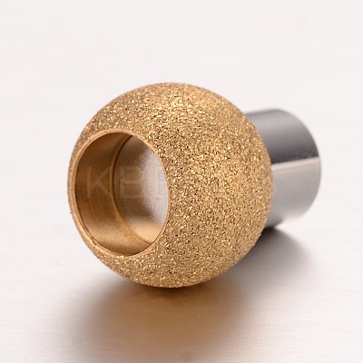 Textured 304 Stainless Steel Column Magnetic Clasps with Glue-in Ends STAS-I045-11G-1