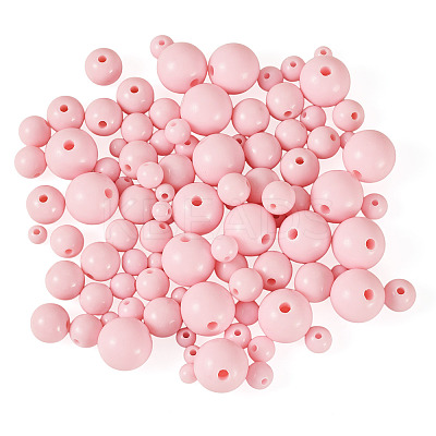100Pcs 5 Styles Opaque Acrylic Beads MACR-TADJ0001-12G-1