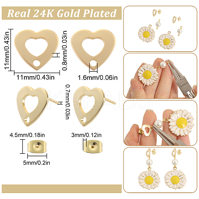 40Pcs 201 Stainless Steel Stud Earring Findings STAS-SC0005-31-1