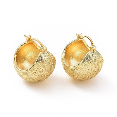 Brass Round Ball Hoop Earrings for Women EJEW-C008-09G-1
