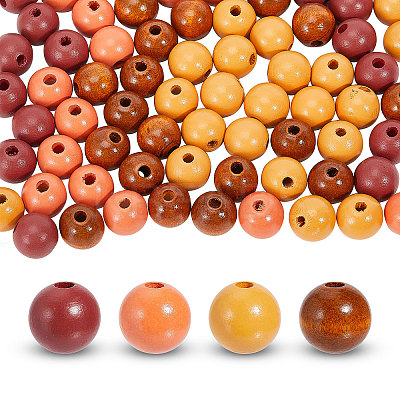 160Pcs 4 Colors Spray Painted Wood European Beads WOOD-GL0001-20-1
