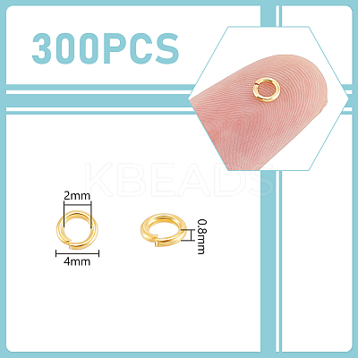 300Pcs 304 Stainless Steel Open Jump Rings STAS-UN0061-02G-01-1