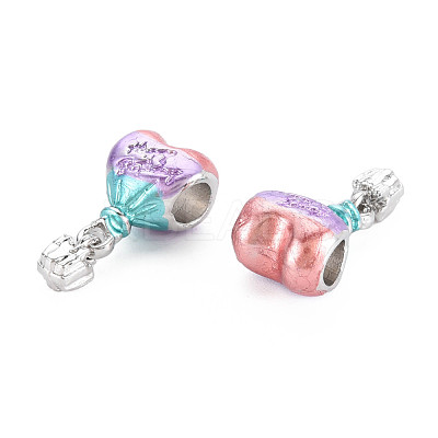 Rack Plating Alloy Enamel European Dangle Charms MPDL-N039-101-1