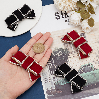 4Pcs 2 Colors Bowknot Velvet Shoe Decorations DIY-WR0004-09-1