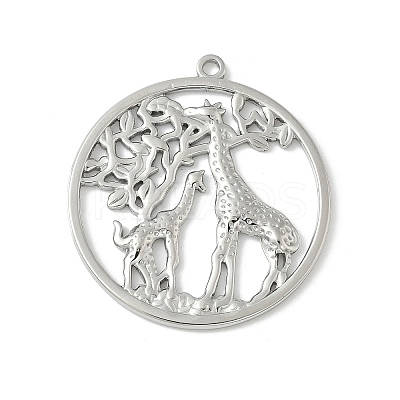 304 Stainless Steel Giraffe Pendants STAS-S186-07A-P-1