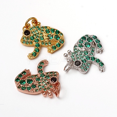 Brass Micro Pave Green Cubic Zirconia Pendants KK-I668-40-1