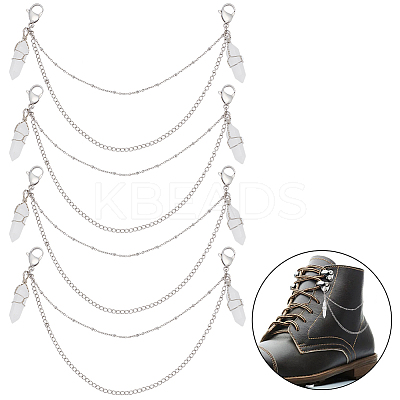 Natural Crystal Bullet Pendant Shoe Decoration Double Strand Curb & Cable Chain FIND-PH01456-1