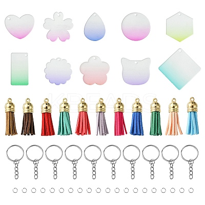 DIY Acrylic Disc Tassel Keychain Making Kits DIY-FS0006-01A-1