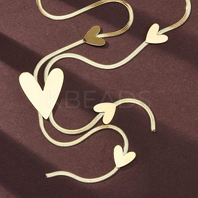 304 Stainless Steel Heart Y Necklaces NJEW-R026-30G-1