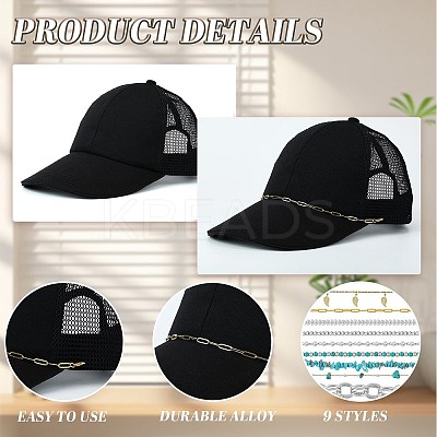 9Pcs Aluminium & 304 Stainless Steel & Synthetic Turquoise  Link Baseball Cap Chain HJEW-SW00143-1