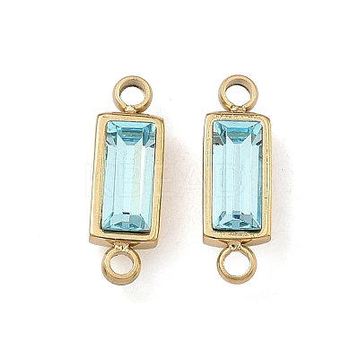 Birthstone 304 Stainless Steel Rhinestone Connector Charms STAS-L022-576G-08-1