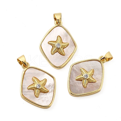 Brass Pave Cubic Zirconia Pendants KK-K302-16G-1