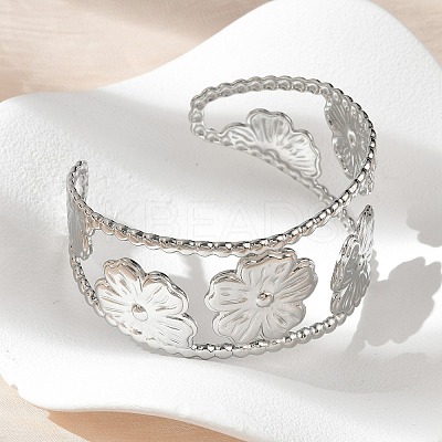 304 Stainless Steel Cuff Bangles for Women BJEW-Z096-04P-1