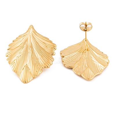 Ion Plating(IP) 304 Stainless Steel Stud Earrings for Women EJEW-L272-034G-03-1