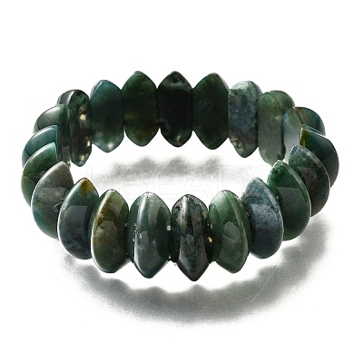 Bicone Natural Moss Agate Beads Stretch Bracelets for Women Men BJEW-C097-05K-1