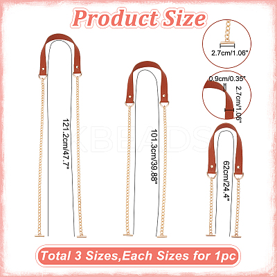 3Pcs 3 Styles PU Leather Bag Straps FIND-WR0009-99A-1