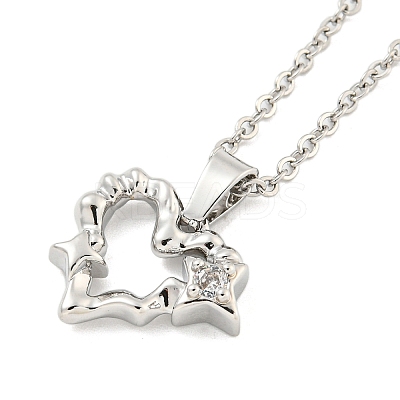 Brass Micro Pave Clear Cubic Zirconia Pendant Necklaces NJEW-B100-02P-1
