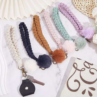 6Pcs 6 Colors Handmade Braided Wrist Lanyard Pendant Decorations AJEW-GL0002-24-1