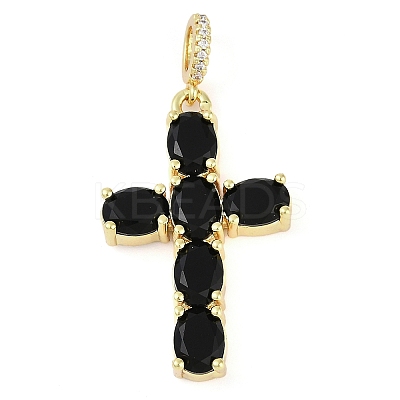 Rack Plating Brass Cubic Zirconia European Dangle Charms KK-P287-47G-1