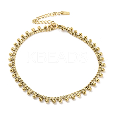 304 Stainless Steel Round Ball Charms Link Chain Anklets AJEW-G054-01G-1
