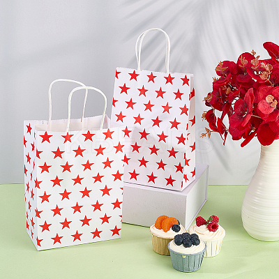 Kraft Paper Star Printed Bags with Handles ABAG-WH20013-08C-1