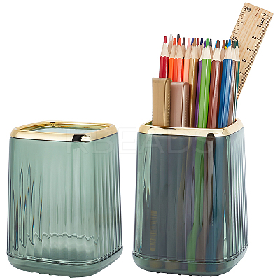 Gold Brim Square Mouth Plastic Pen Holders DJEW-WH0039-41B-1