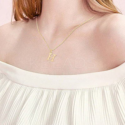 1pc 304 Stainless Steel Letter Pendant Necklaces NJEW-LP0001-38H-G-1