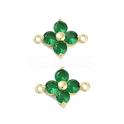 Rack Plating Brass Pave Cubic Zirconia Connector Charms KK-H474-20G-01-1