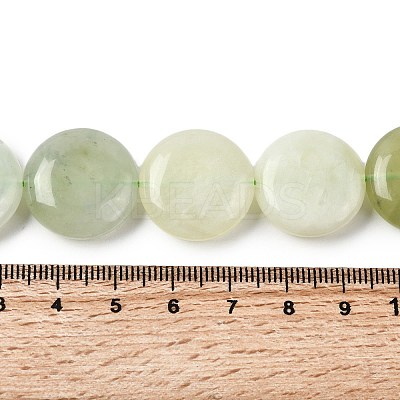 Natural Flat Round Xiuyan Jade Beads Strands G-L245-03B-1
