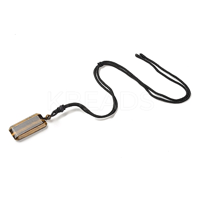 Natural Tiger Eye Rectangle Pendant Necklace with Nylon Cord for Women NJEW-C001-01B-02-1