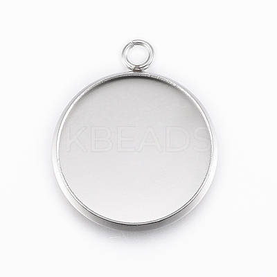 Tarnish Resistant 304 Stainless Steel Pendant Cabochon Settings X-STAS-E146-18P-18mm-1