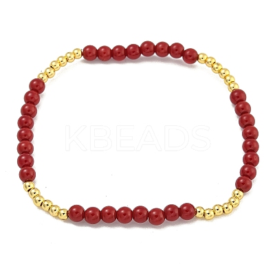 Rack Plating Brass with Crystal Round Beaded Bracelets for Women BJEW-B106-20G-03-1