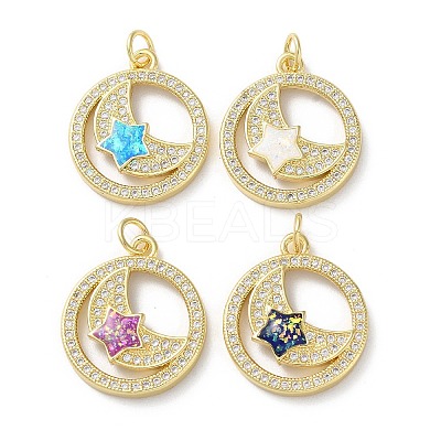 Brass Micro Pave Clear Cubic Zirconia Pendants KK-C045-26G-1
