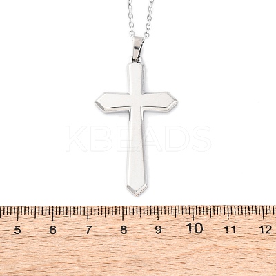 Cross 304 Stainless Steel Pendant Necklaces NJEW-H059-09P-1