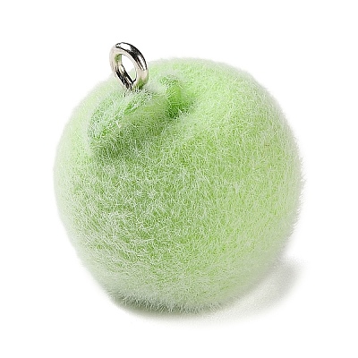 Fruit Theme Flocking Opaque Resin Pendants RESI-D017-04B-P-1