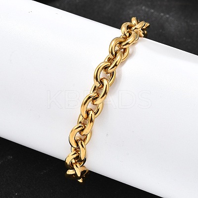 304 Stainless Steel Cable Chain Bracelets for Women LS-BJEW-Q050-01B-G-1