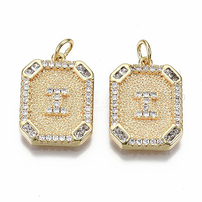 Brass Micro Pave Clear Cubic Zirconia Pendants KK-S356-234I-G-NF-1