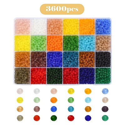 3600Pcs 24 Colors Transparent Glass Beads Strands EGLA-YW0003-13-1