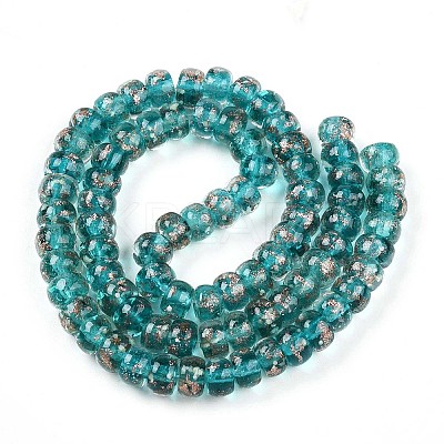 Luminous Handmade Gold Foil Glass Beads Strands FOIL-N029-02A-05-1