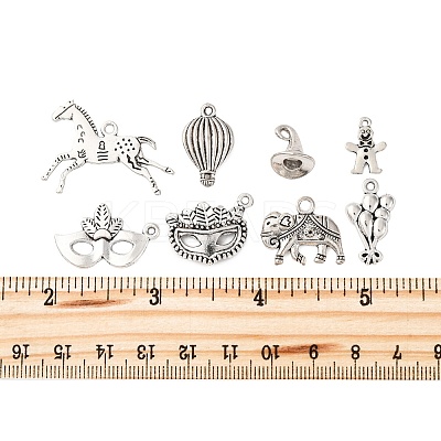 64Pcs 8 Styles Carnival Theme Tibetan Style Alloy Pendants TIBE-FP0001-12-1
