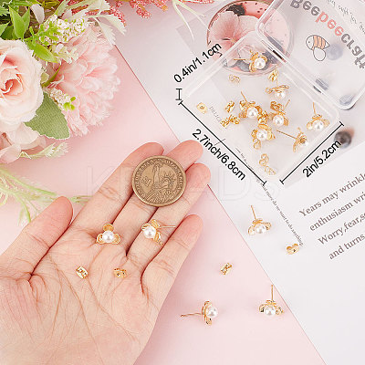 16Pcs Brass Flower Stud Earring Findings KK-BBC0007-07-1
