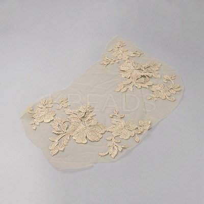 3D Flower Polyester Embroidery Sew on Appliques PATC-WH0016-02A-1